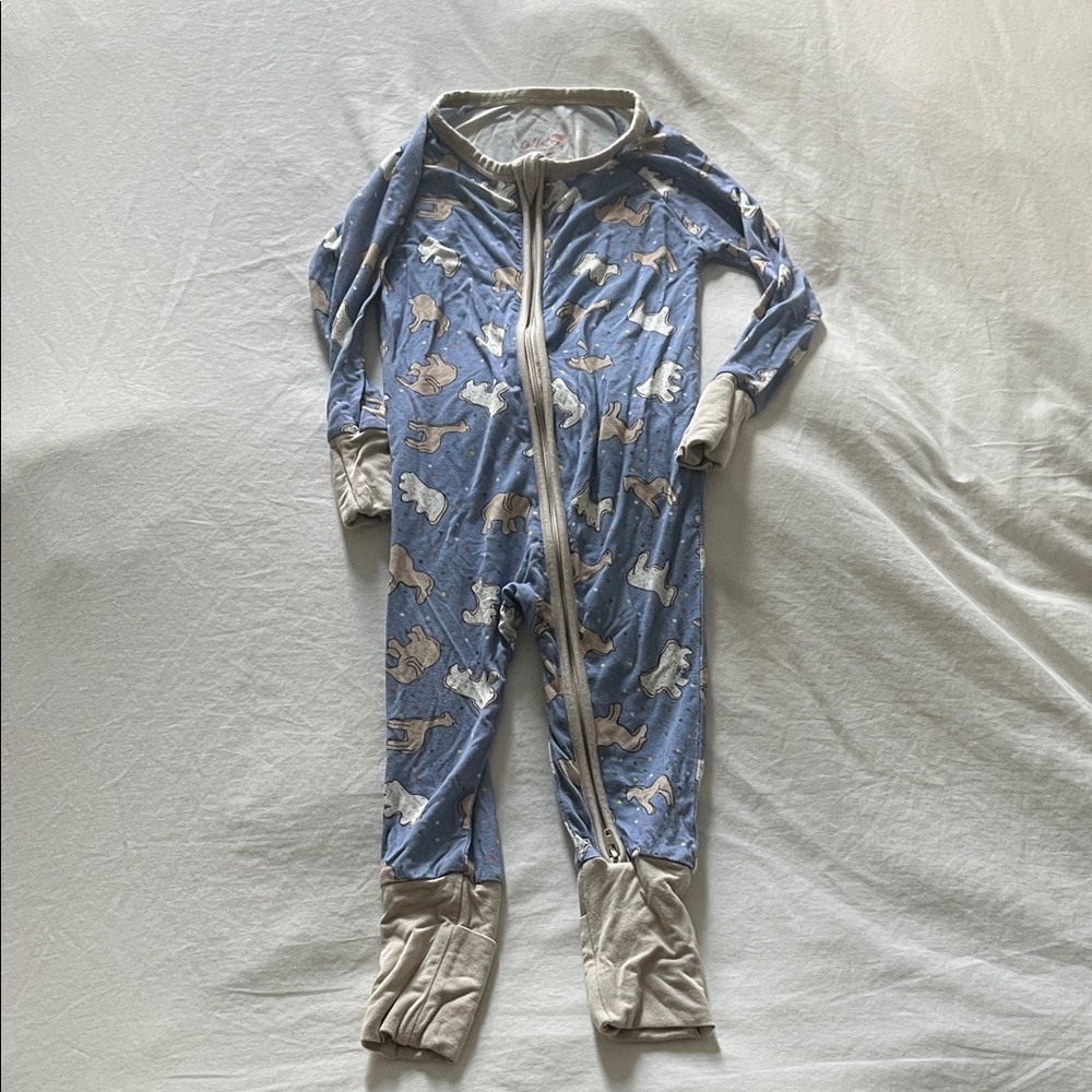 Charming Blue and Cream Kids Footie Pajamas